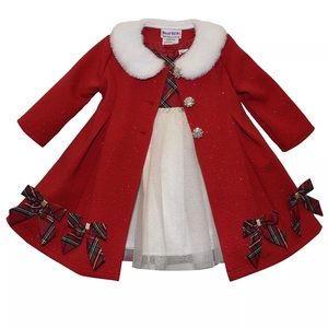 18 month baby girls plaid dress and swing coat. 2 piece set.